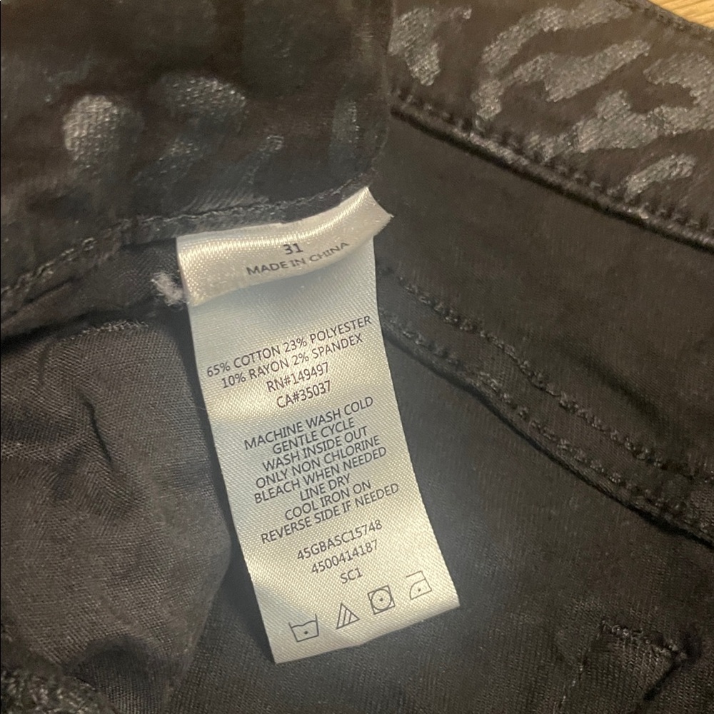 Joe's Jeans  black with Charcoal Leopard Print Skinny Jeans size 31 - Picture 4 of 6